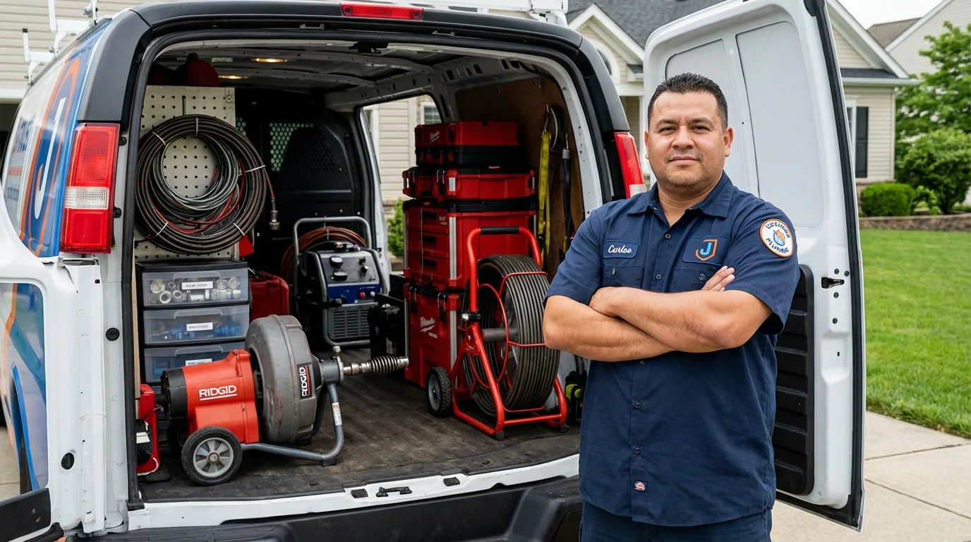 Professional drain cleaning equipment and Johns Plumbing LLC plumber in Glenwood