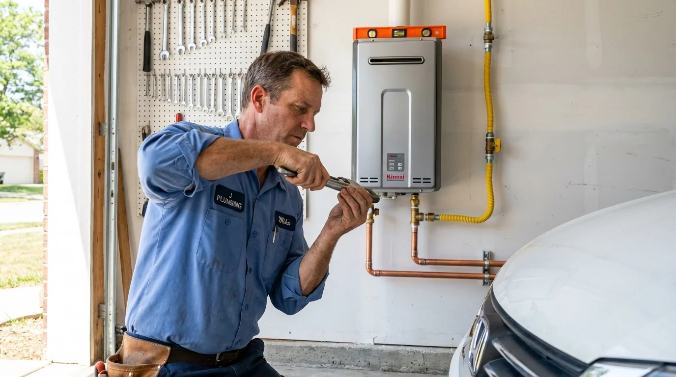 Tankless water heater installation by a Johns Plumbing LLC plumber in Glenwood